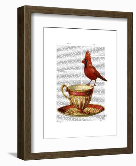 Teacup and Red Cardinal-Fab Funky-Framed Art Print