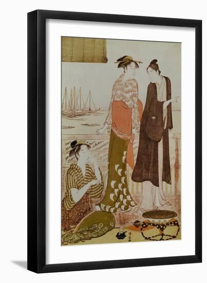 Teahouse at the sea-side.-Torii Kiyonaga-Framed Giclee Print