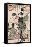 Teahouse Girls under a Wistaria Espalier, 1795-Kitagawa Utamaro-Framed Stretched Canvas