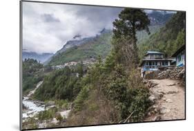 Teahouses along a trail next to river.-Lee Klopfer-Mounted Photographic Print