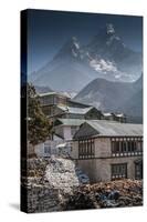 Teahouses with Mt. Ama Dablam in background.-Lee Klopfer-Stretched Canvas