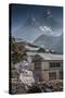 Teahouses with Mt. Ama Dablam in background.-Lee Klopfer-Stretched Canvas