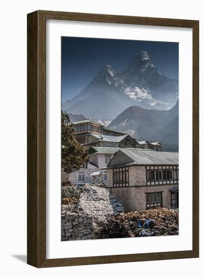 Teahouses with Mt. Ama Dablam in background.-Lee Klopfer-Framed Photographic Print