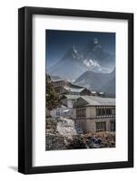 Teahouses with Mt. Ama Dablam in background.-Lee Klopfer-Framed Photographic Print