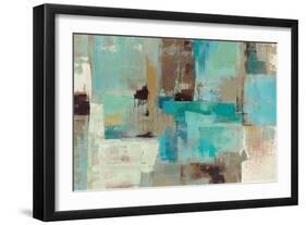Teal and Aqua Reflections V2-Silvia Vassileva-Framed Art Print