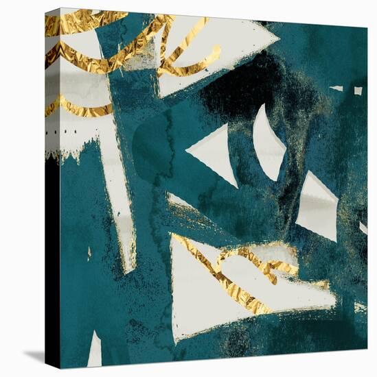 Teal and Flare Square C-Cynthia Alvarez-Stretched Canvas