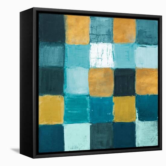 Teal and Gold Rural Facade II-Lanie Loreth-Framed Stretched Canvas