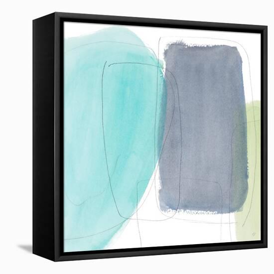 Teal and Grey Abstract I-Lanie Loreth-Framed Stretched Canvas