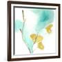 Teal and Ochre Ginko I-June Vess-Framed Art Print