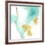 Teal and Ochre Ginko I-June Vess-Framed Art Print