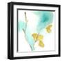 Teal and Ochre Ginko I-June Vess-Framed Art Print