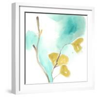 Teal and Ochre Ginko I-June Vess-Framed Art Print