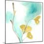 Teal and Ochre Ginko I-June Vess-Mounted Art Print