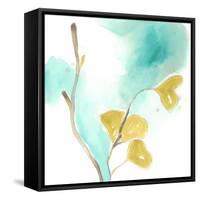 Teal and Ochre Ginko I-June Vess-Framed Stretched Canvas