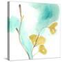 Teal and Ochre Ginko I-June Vess-Stretched Canvas