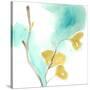 Teal and Ochre Ginko I-June Vess-Stretched Canvas