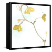 Teal and Ochre Ginko II-June Vess-Framed Stretched Canvas