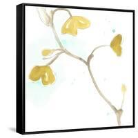 Teal and Ochre Ginko II-June Vess-Framed Stretched Canvas