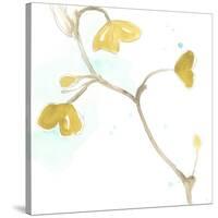 Teal and Ochre Ginko II-June Vess-Stretched Canvas