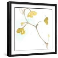 Teal and Ochre Ginko II-June Vess-Framed Art Print