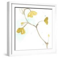 Teal and Ochre Ginko II-June Vess-Framed Art Print