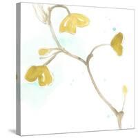 Teal and Ochre Ginko II-June Vess-Stretched Canvas