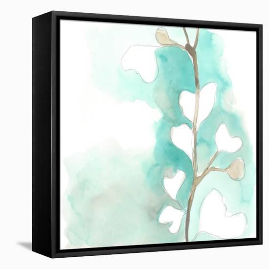 Teal and Ochre Ginko III-June Vess-Framed Stretched Canvas