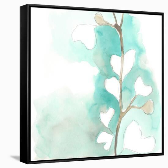 Teal and Ochre Ginko III-June Vess-Framed Stretched Canvas