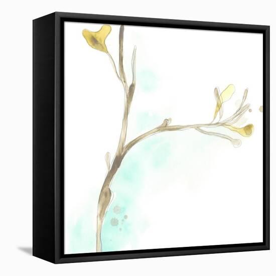 Teal and Ochre Ginko IV-June Vess-Framed Stretched Canvas