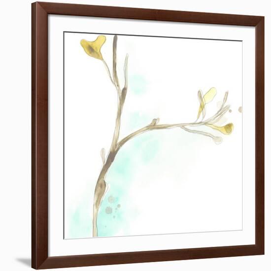 Teal and Ochre Ginko IV-June Vess-Framed Art Print