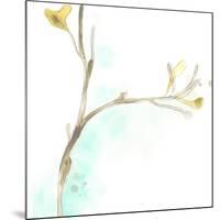 Teal and Ochre Ginko IV-June Vess-Mounted Art Print