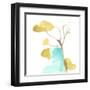 Teal and Ochre Ginko IX-June Vess-Framed Art Print