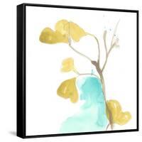 Teal and Ochre Ginko IX-June Vess-Framed Stretched Canvas