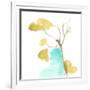 Teal and Ochre Ginko IX-June Vess-Framed Art Print