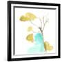 Teal and Ochre Ginko IX-June Vess-Framed Art Print