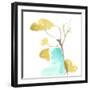 Teal and Ochre Ginko IX-June Vess-Framed Art Print