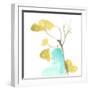 Teal and Ochre Ginko IX-June Vess-Framed Art Print