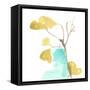 Teal and Ochre Ginko IX-June Vess-Framed Stretched Canvas