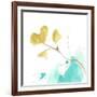 Teal and Ochre Ginko V-June Vess-Framed Art Print