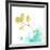 Teal and Ochre Ginko V-June Vess-Framed Art Print