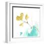 Teal and Ochre Ginko V-June Vess-Framed Art Print