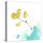 Teal and Ochre Ginko V-June Vess-Stretched Canvas