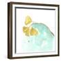 Teal and Ochre Ginko VI-June Vess-Framed Art Print