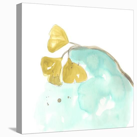 Teal and Ochre Ginko VI-June Vess-Stretched Canvas