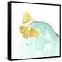 Teal and Ochre Ginko VI-June Vess-Framed Stretched Canvas