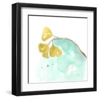 Teal and Ochre Ginko VI-June Vess-Framed Art Print