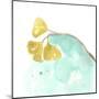 Teal and Ochre Ginko VI-June Vess-Mounted Art Print