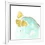 Teal and Ochre Ginko VI-June Vess-Framed Art Print