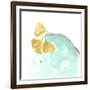 Teal and Ochre Ginko VI-June Vess-Framed Art Print