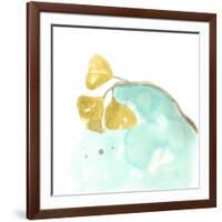 Teal and Ochre Ginko VI-June Vess-Framed Art Print